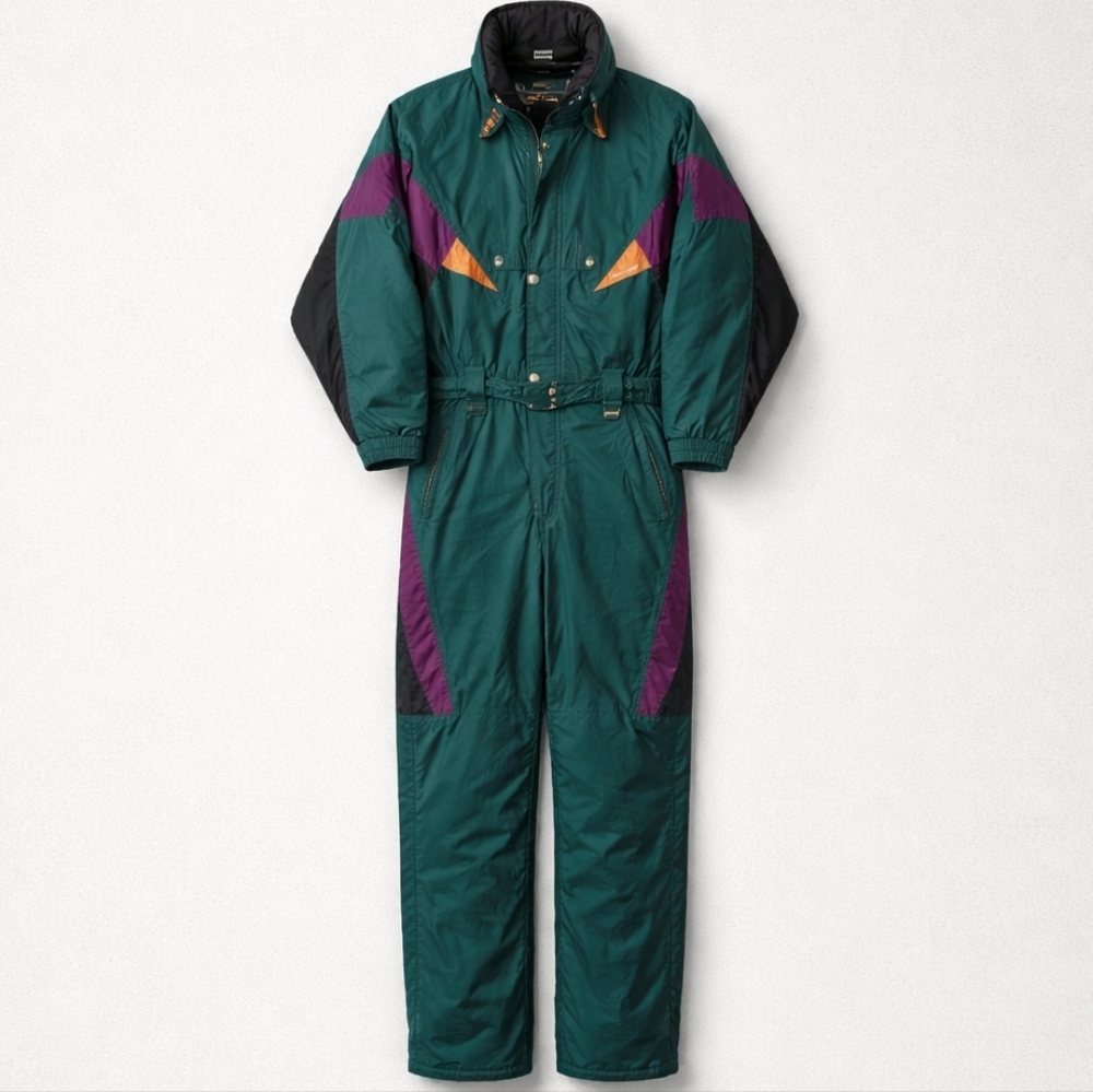 Sunice Vintage 80s 90s M Ski Jumpsuit Snowsuit Jewel Tones Flawed - Picture 2 of 16